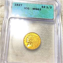 1927 $2.50 Gold Quarter Eagle ICG - MS62