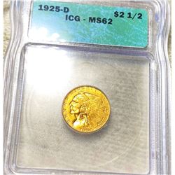 1925-D $2.50 Gold Quarter Eagle ICG - MS62