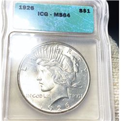 1926 Silver Peace Dollar ICG - MS64