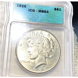 1926 Silver Peace Dollar ICG - MS64