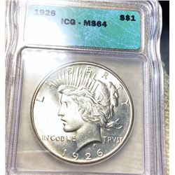 1926 Silver Peace Dollar ICG - MS64