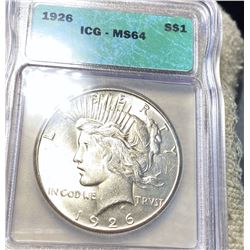 1926 Silver Peace Dollar ICG - MS64