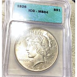 1926 Silver Peace Dollar ICG - MS64