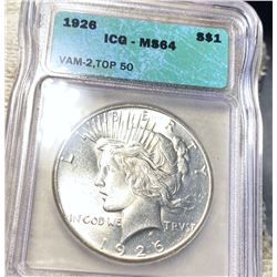 1926 Silver Peace Dollar ICG - MS64