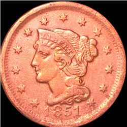 1851 Braided Hair Large Cent ABOUT UNCIRCULATED
