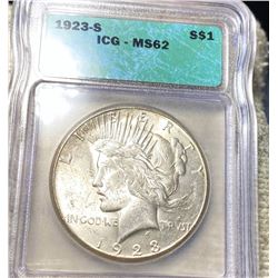 1923-S Silver Peace Dollar ICG - MS62