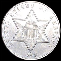 1862 Three Cent Silver UNCIRCULATED