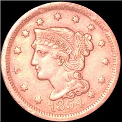 1854 Braided Hair Large Cent ABOUT UNC
