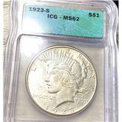 1923-S Silver Peace Dollar ICG - MS62