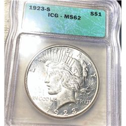 1923-S Silver Peace Dollar ICG - MS62