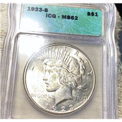 1923-S Silver Peace Dollar ICG - MS62