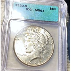 1922-S Silver Peace Dollar ICG - MS61