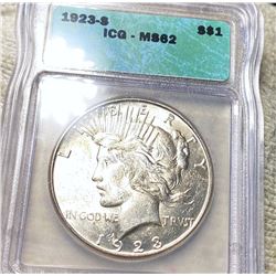 1923-S Silver Peace Dollar ICG - MS62