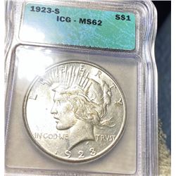 1923-S Silver Peace Dollar ICG - MS62
