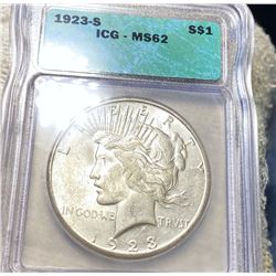 1923-S Silver Peace Dollar ICG - MS62