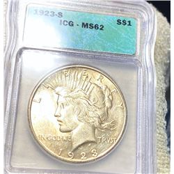 1923-S Silver Peace Dollar ICG - MS62