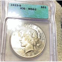 1923-S Silver Peace Dollar ICG - MS62