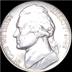 1942-P Jefferson War Nickel NEARLY UNC