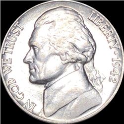 1942-P Jefferson War Nickel NEARLY UNC