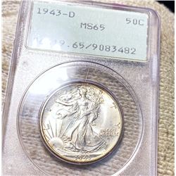 1943-D Walking Half Dollar PCGS - MS65