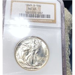1943-S Walking Half Dollar NGC - MS65