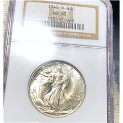 1945-D Walking Half Dollar NGC - MS65