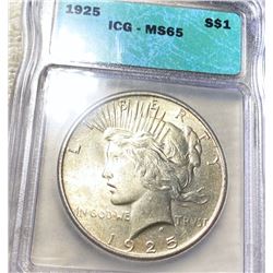 1925 Silver Peace Dollar ICG - MS65