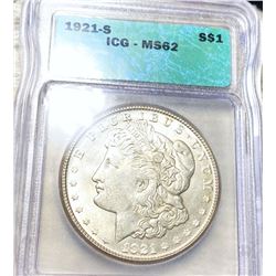 1921-S Morgan Silver Dollar ICG - MS62