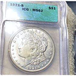 1921-S Morgan Silver Dollar ICG - MS62