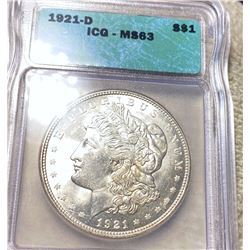 1921-D Morgan Silver Dollar ICG - MS63