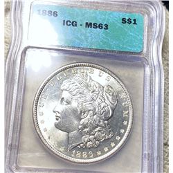 1886 Morgan Silver Dollar ICG - MS63
