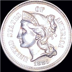 1881 Three Cent Nickel CHOICE PROOF