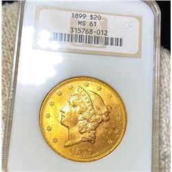 1899 $20 Gold Double Eagle NGC - MS61