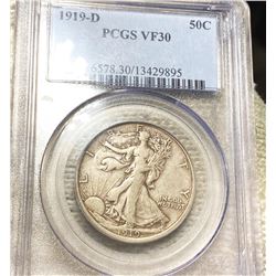 1919-D Walking Half Dollar PCGS - VF30