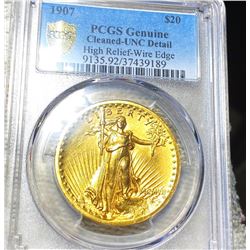 1907 High Relief $20 Gold Double Eagle UNC DETAIL