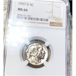 1937-D Buffalo Head Nickel NGC - MS66