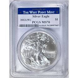 2013-(W) AMERICAN SILVER EAGLE, PCGS MS-70