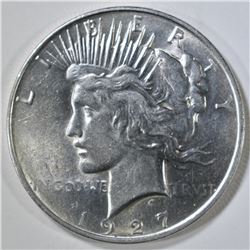 1927-D PEACE DOLLAR, AU/BU