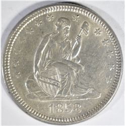 1858 SEATED LIBERTY QUARTER AU/BU