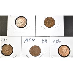 LOT OF 5 INDIAN CENTS