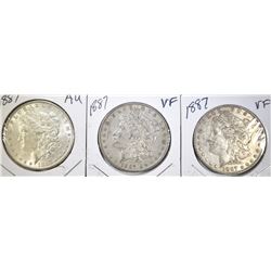 3 1887 MORGAN DOLLARS