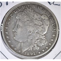 1891-CC MORGAN DOLLAR  FINE