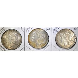 2 1896 & 1 1896-O MORGAN DOLLARS