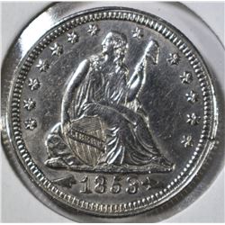 1853 SEATED QUARTER  AU