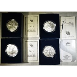 LOT OF 4 AMERICAN SILVER EAGLES: