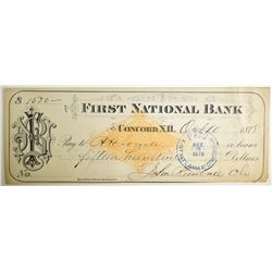 1878 FIRST NATIONAL BANK CHECK