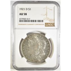 1921-D MORGAN DOLLAR  NGC AU-58