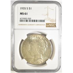 1935-S PEACE DOLLAR  NGC MS-61