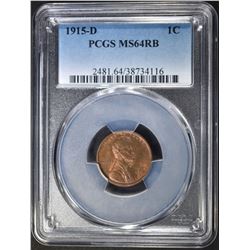 1915-D LINCOLN CENT PCGS MS-64 RB