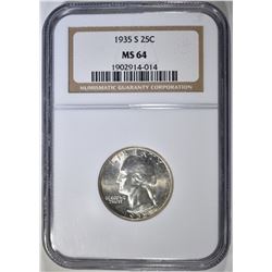 1935-S WASHINGTON QUARTER NGC MS-64